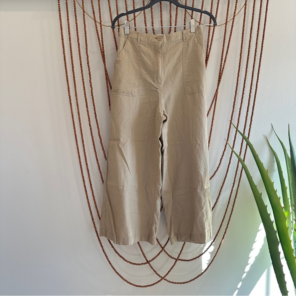Linen Wide-Leg cropped Pants